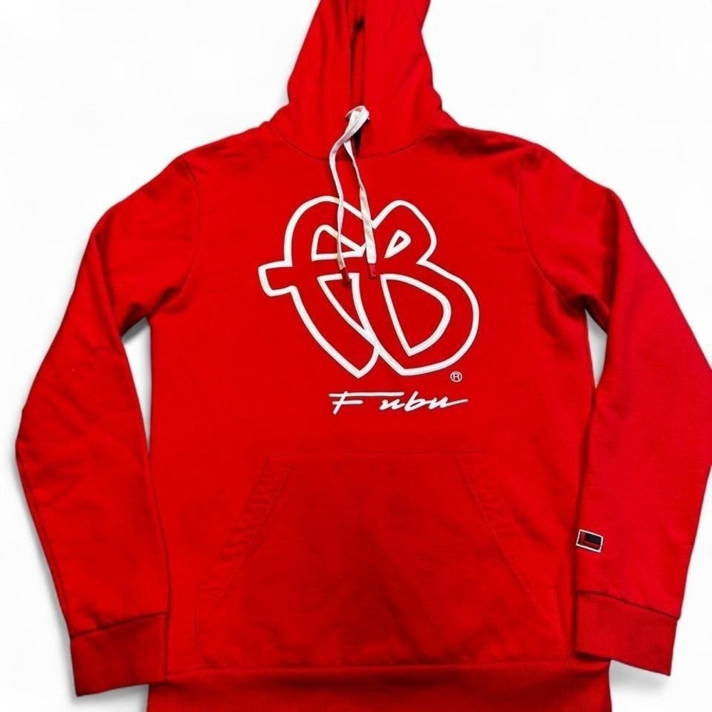 FUBU‎ streetwear y2k logo red hoodie sweatshirt size small